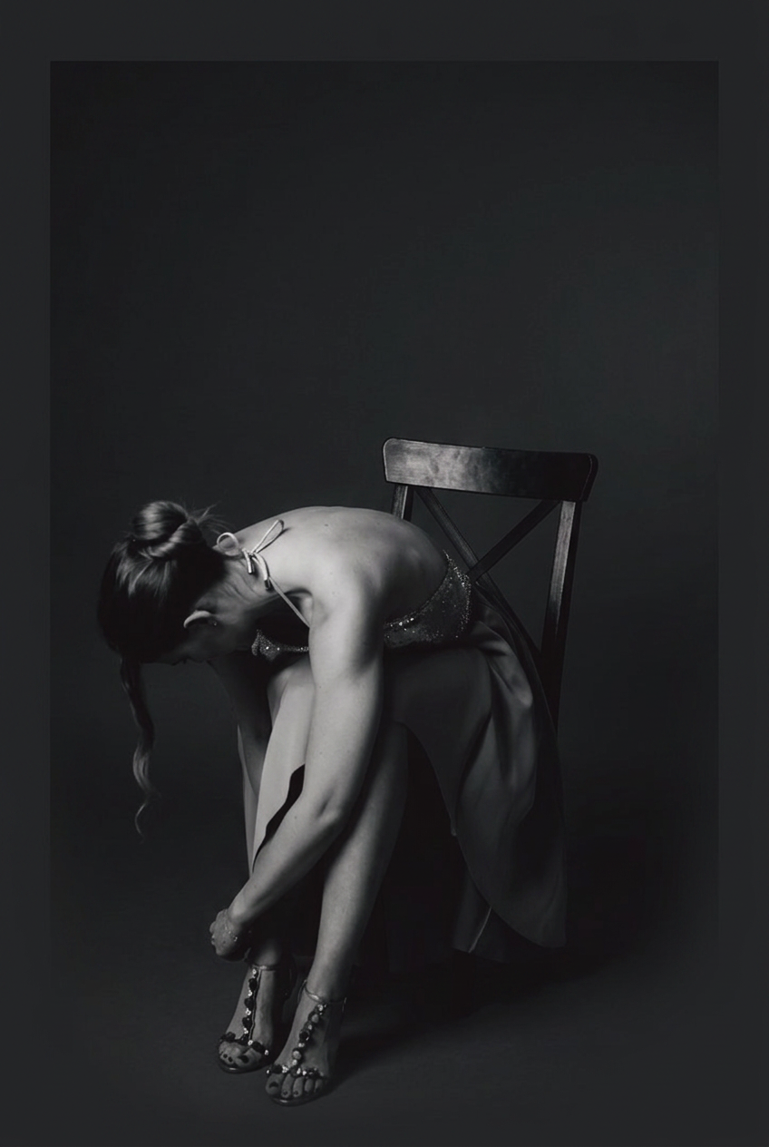 Tailored figure seen from behind in dramatic studio light